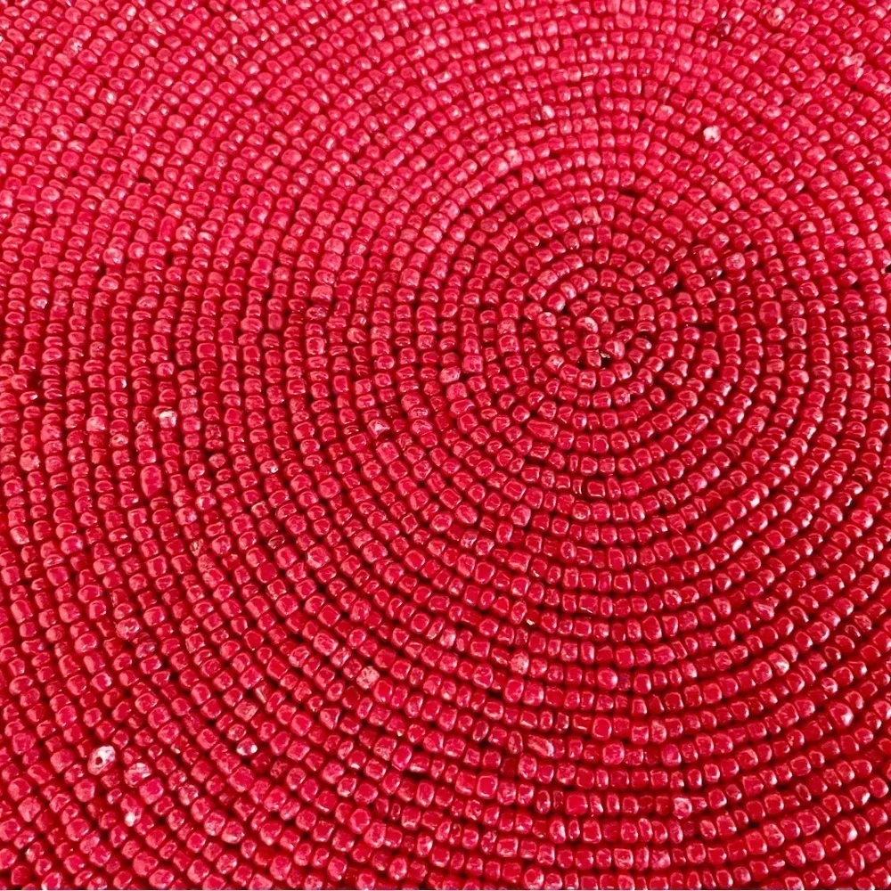 Two Handmade Beaded Chargers, Tahari & Nicole Miller, Red Green Christmas